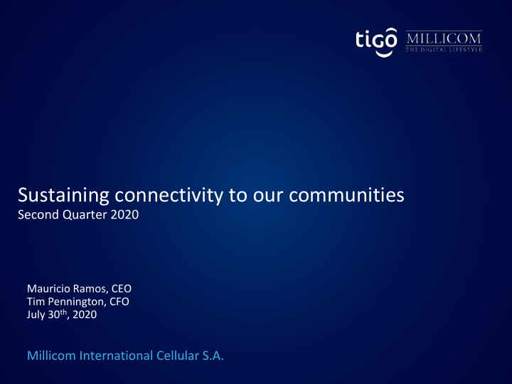 sustaining connectivity to our communities