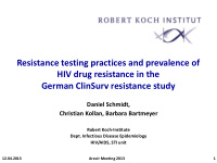 resistance testing practices and prevalence of hiv drug