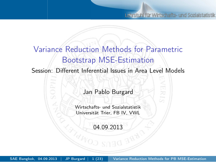variance reduction methods for parametric bootstrap mse
