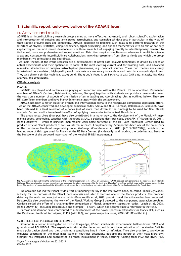 1 scientific report auto evaluation of the adamis team a