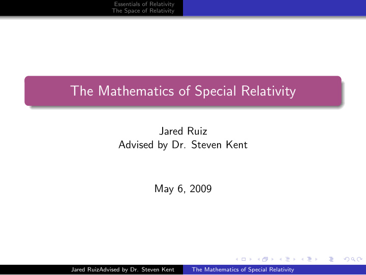 the mathematics of special relativity