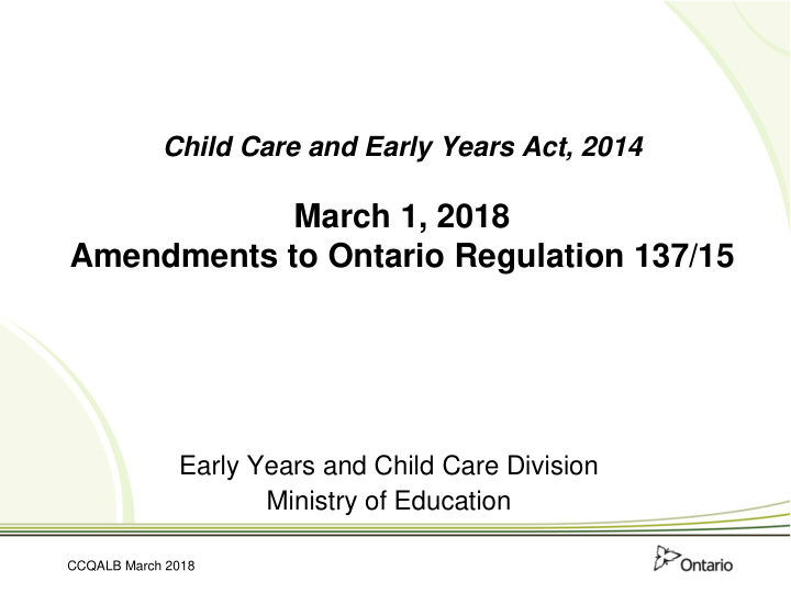 child care and early years act 2014 march 1 2018