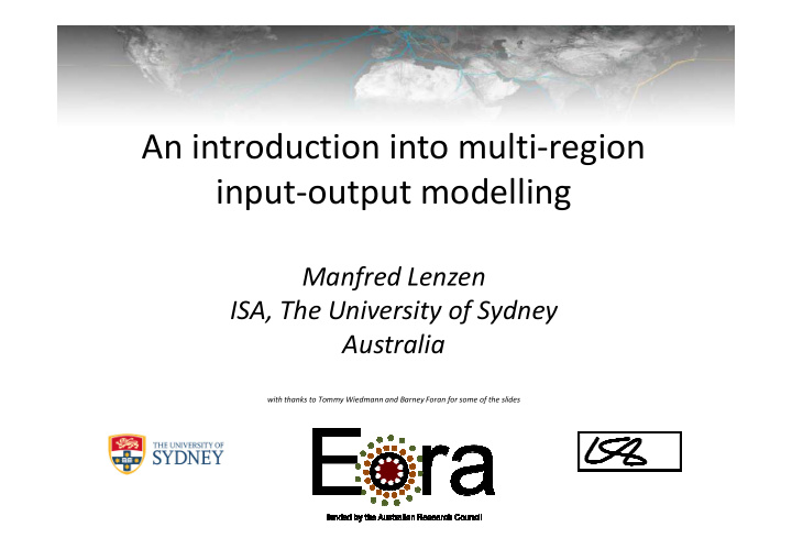 an introduction into multi region input output modelling