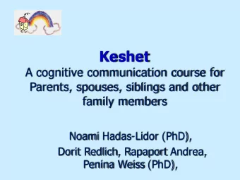 Keshet  A cognitive communication course for  Parents, spouses, siblings and other  family members