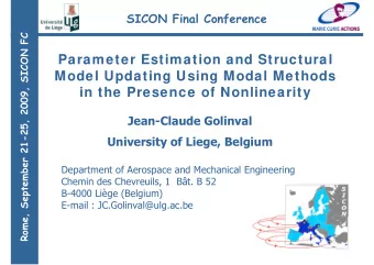 Parameter Estimation and Structural  Model Updating Using Modal Methods  in the Presence of