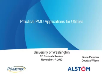 Practical PMU Applications for Utilities  University of Washington EE Graduate Seminar Manu