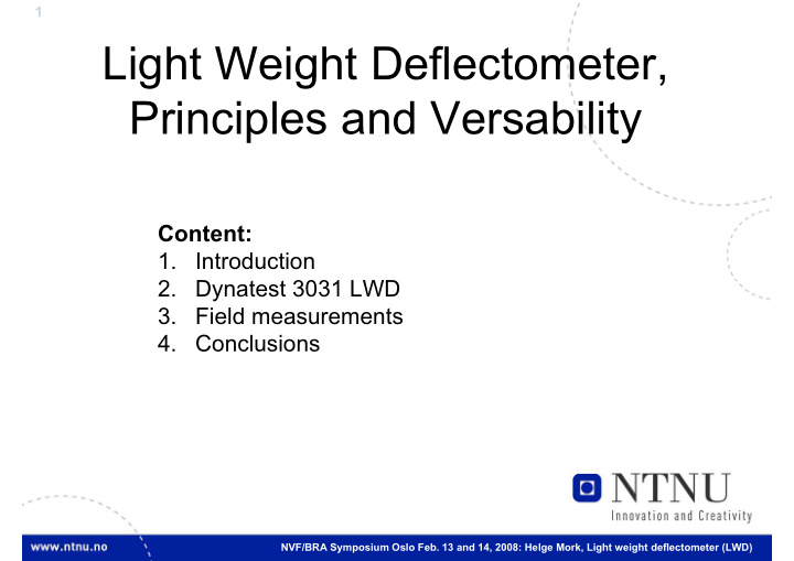 light weight deflectometer principles and versability