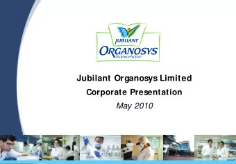 Jubilant Organosys Limited  Corporate Presentation  May 2010  0  0  Disclaimer  This present at ion