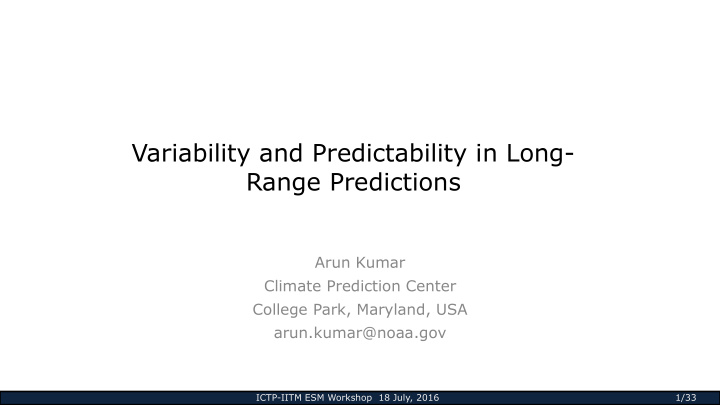 variability and predictability in long