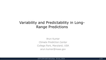 Variability and Predictability in Long-  Range Predictions  Arun Kumar  Climate Prediction Center
