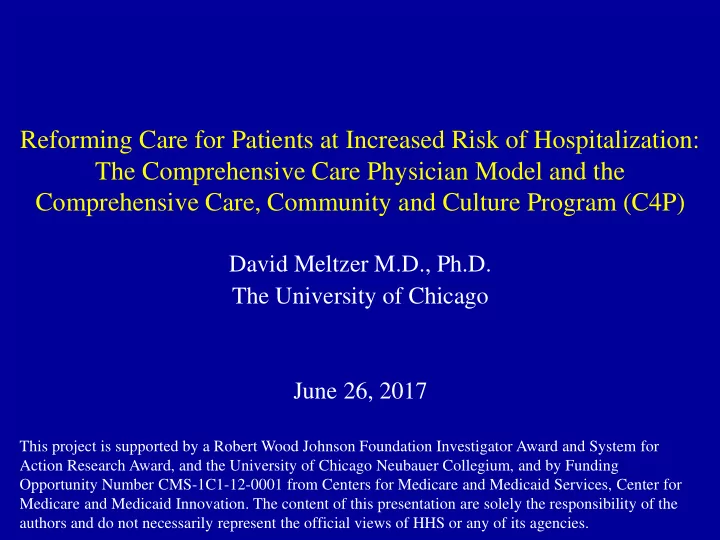 reforming care for patients at increased risk of