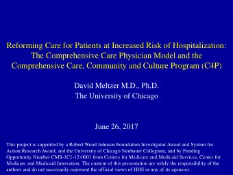 Reforming Care for Patients at Increased Risk of Hospitalization:  The Comprehensive Care Physician