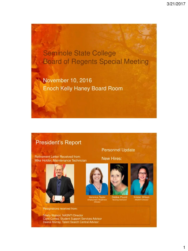 seminole state college board of regents special meeting