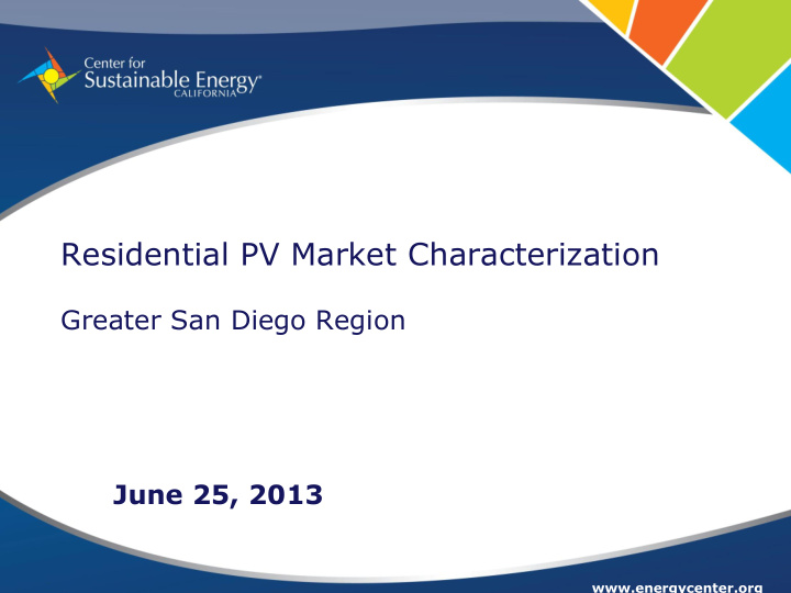 residential pv market characterization