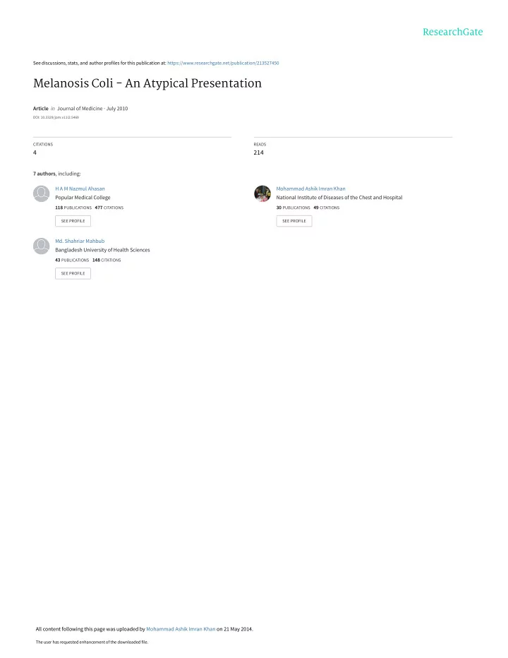 melanosis coli an atypical presentation