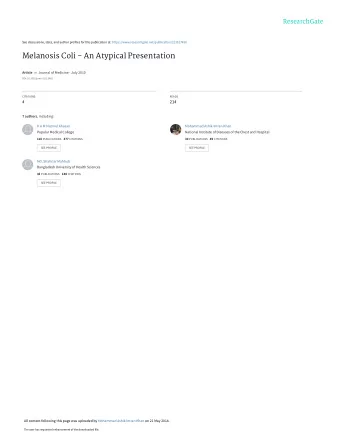 Melanosis Coli - An Atypical Presentation Article in Journal of Medicine  July 2010  DOI: