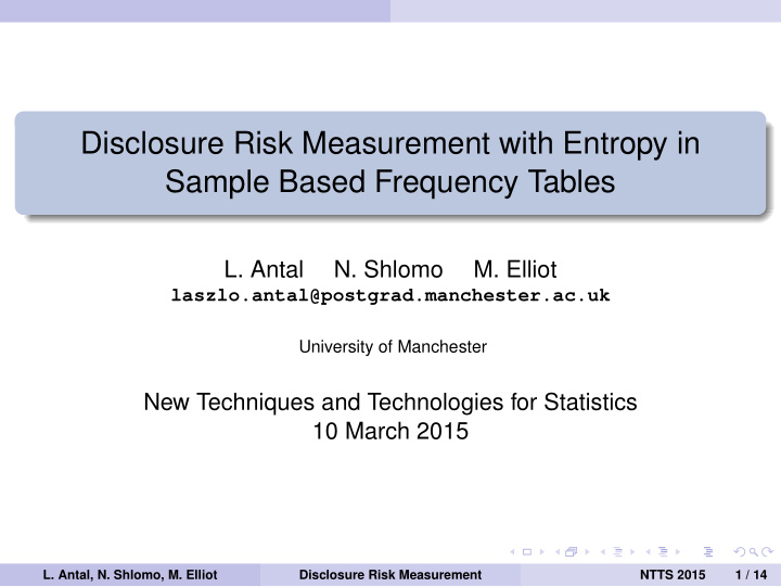 disclosure risk measurement with entropy in sample based