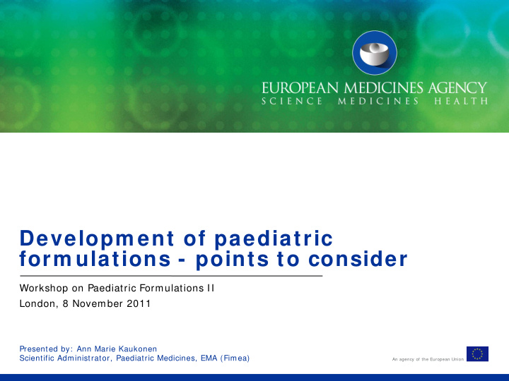 developm ent of paediatric