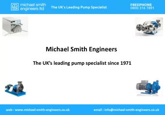 Michael Smith Engineers The UKs leading pump specialist since 1971  Specialist pump distributor