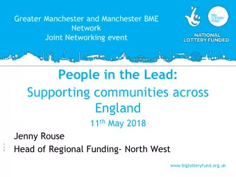 People in the Lead:  Supporting communities across  England 11 th May 2018  Jenny Rouse  BLF17_37