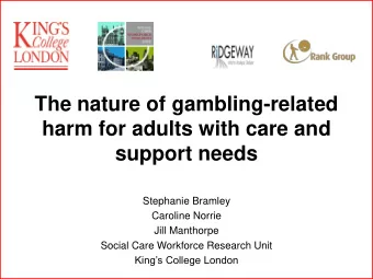 harm for adults with care and  support needs  Stephanie Bramley  Caroline Norrie  Jill Manthorpe