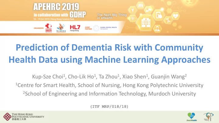 prediction of dementia risk with community