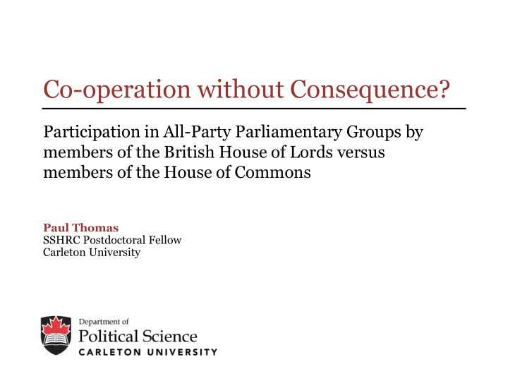co operation without consequence