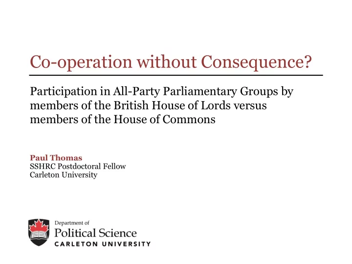 co operation without consequence