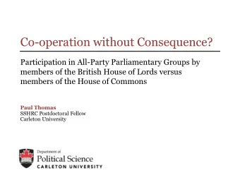 Co-operation without Consequence?  Participation in All-Party Parliamentary Groups by  members of