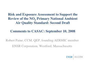 Risk and Exposure Assessment to Support the Review of the NO 2 Primary National Ambient Air Quality