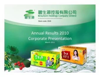 Annual Results 2010 Corporate Presentation March 2011  1  Disclaimer  These materials have been