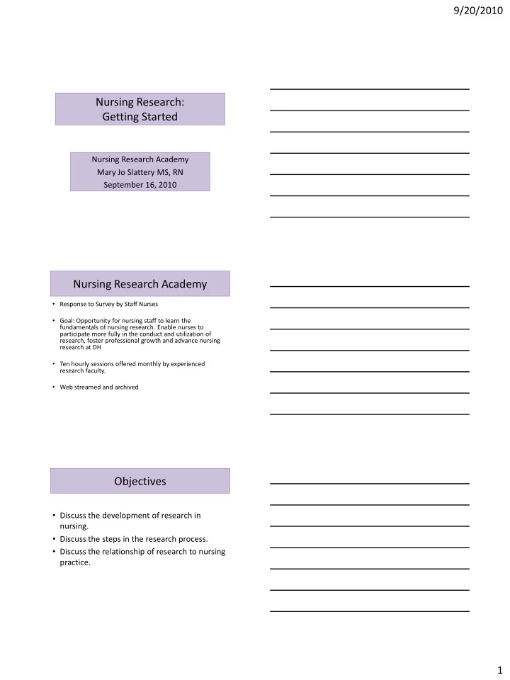 nursing research getting started