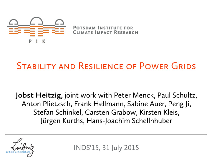 stability and resilience of power grids