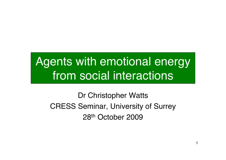 agents with emotional energy from social interactions