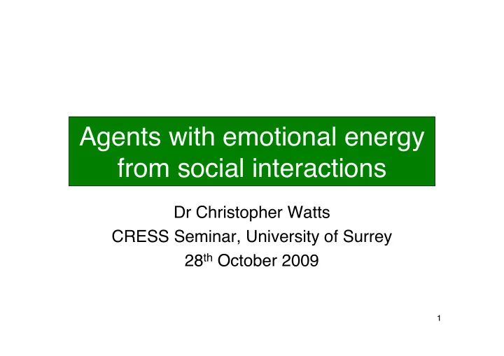 agents with emotional energy from social interactions