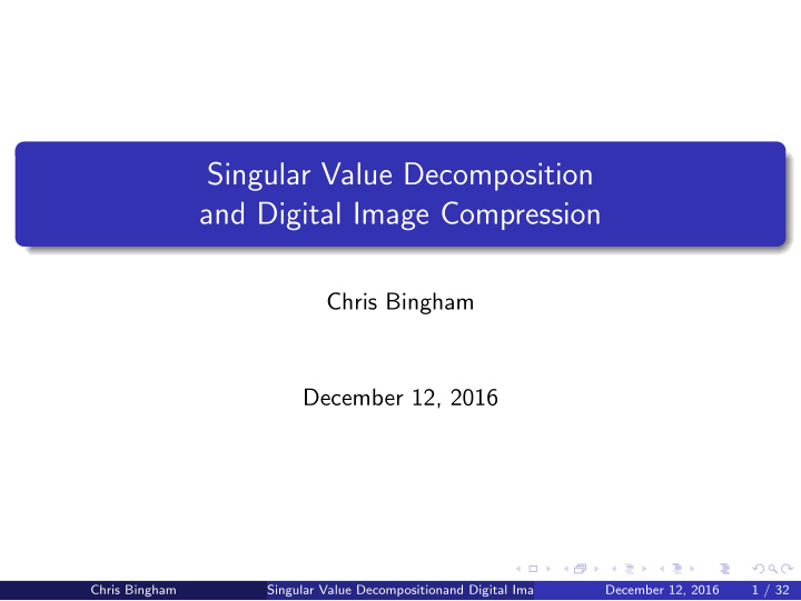 singular value decomposition and digital image compression