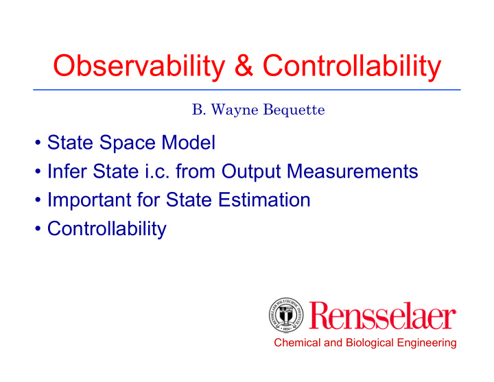 observability controllability