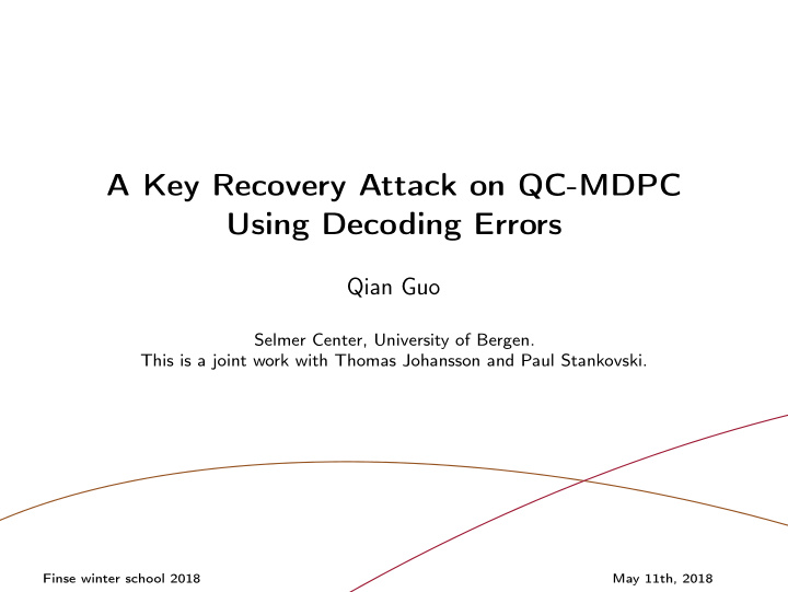 a key recovery attack on qc mdpc using decoding errors