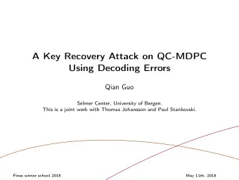 A Key Recovery Attack on QC-MDPC  Using Decoding Errors  Qian Guo  Selmer Center, University of