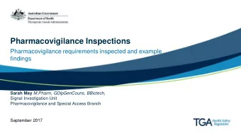 Pharmacovigilance Inspections  Pharmacovigilance requirements inspected and example  findings Sarah