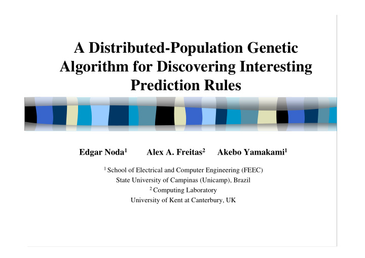 a distributed population genetic algorithm for