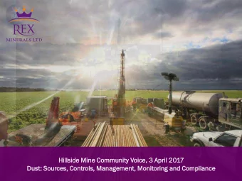 Hillside  ide Mine  e Comm  mmuni  nity  ty Voice,  ce, 3 Ap  April 2017  Dus  ust:  : Sour  urces,