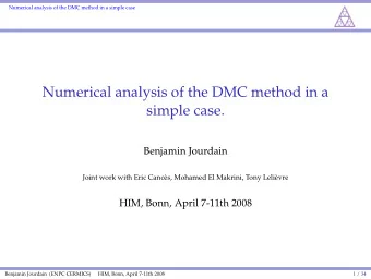 Numerical analysis of the DMC method in a  simple case.  Benjamin Jourdain  Joint work with Eric