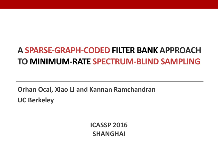 a sparse graph coded filter bank approach to minimum rate