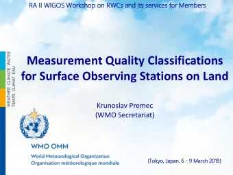Measurement Quality Classifications  for Surface Observing Stations on Land  Krunoslav Premec  (WMO