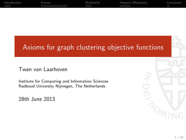 axioms for graph clustering objective functions