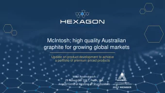 McIntosh; high quality Australian  graphite for growing global markets  Update on product