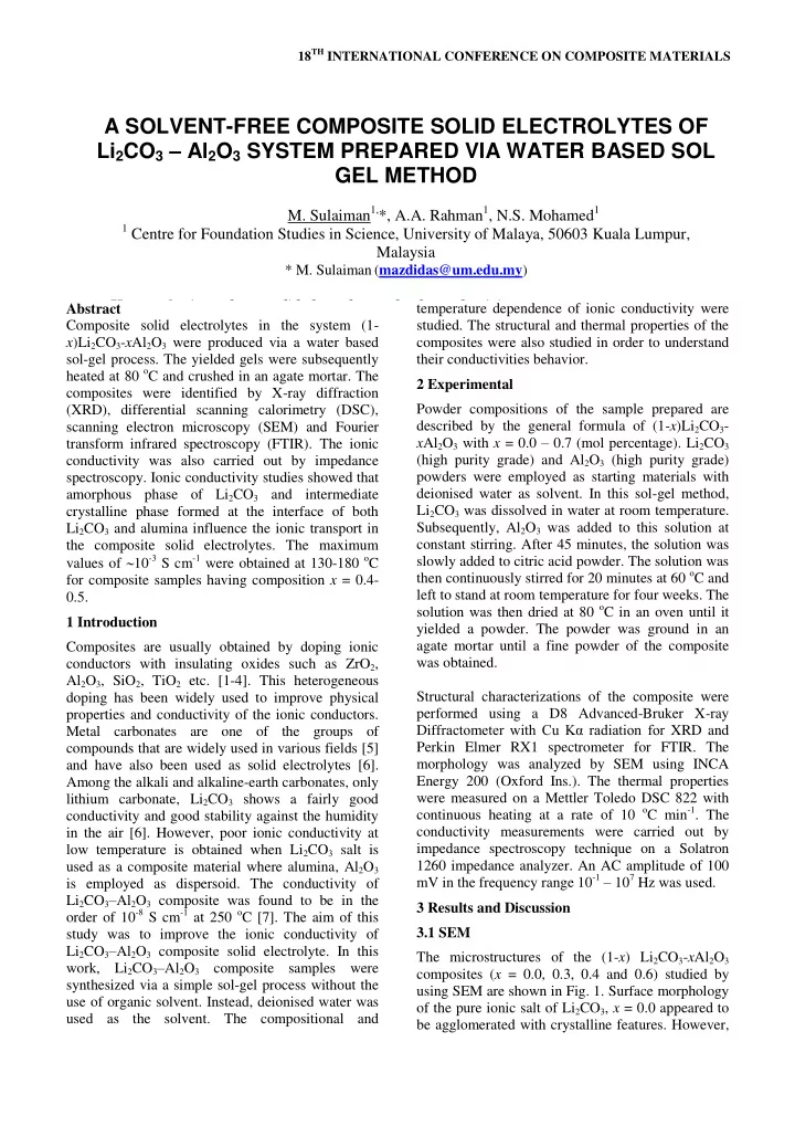 a solvent free composite solid electrolytes of li 2 co 3