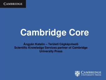 Cambridge Core  ngyn Katalin  Terleti Cgkpvisel  Scientific Knowledge Services
