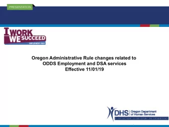 Oregon Administrative Rule changes related to  ODDS Employment and DSA services  Effective 11/01/19